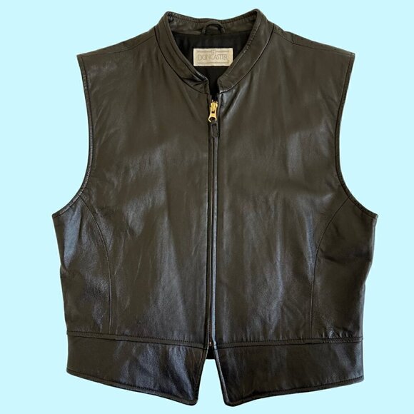 Doncaster Tops - Doncaster Black Leather Vest - Vintage